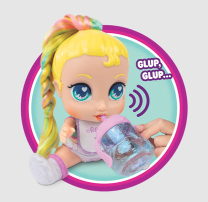 دمية رائعة فائقة الجمال مع حيوان أليف، فستان لامع، شعر أشقر، قوة خارقة - رقم: SC042A2