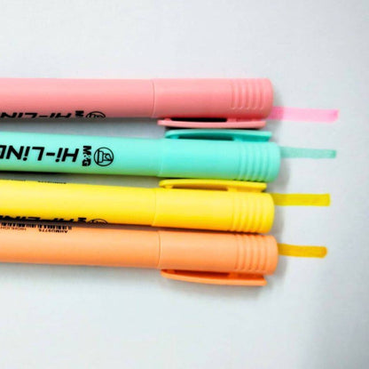 M&G Chenguang Set of 4 Hi-liner Pastel Highlighter Set, Soft Marking, Chisel Tip, Non-Toxic Ink - No:AHMU9776