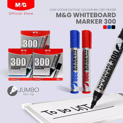 قلم سبورة بيضاء من إم آند جي تشنغوانغ، 300 قلم برأس جامبو، قليل الرائحة، لون أحمر فاقع - قطعة واحدة - رقم المنتج: AWMY22R2