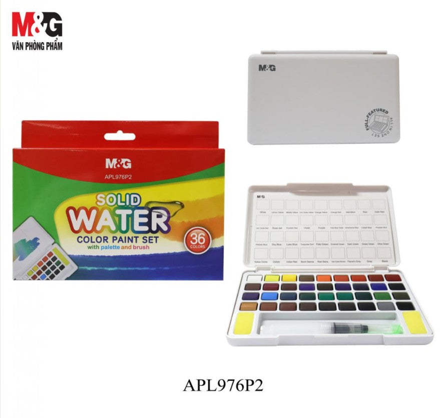 M&G Chenguang Solid Watercolor Set, Vibrant Acrylic Art, Smooth Application, 36 Colors - No:APL976P2
