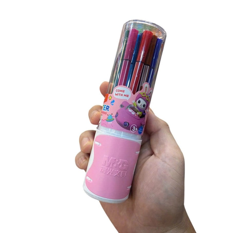 M&G Chenguang Set of 12 Water-Based Markers Felt Tip Pens, Bright Art Creations, Fine Tip - No:ACP901EX