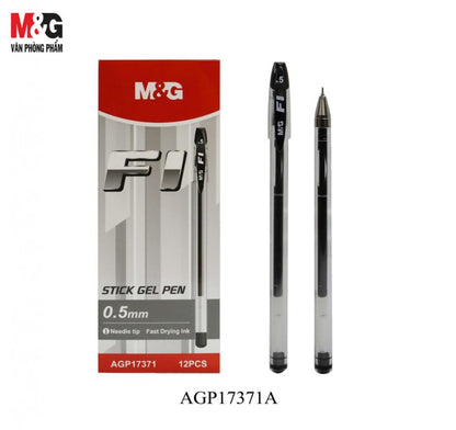 قلم جل M&amp;G Chenguang Stick F1 برأس إبرة 0.5 مم، حبر سريع الجفاف - أسود - قطعة واحدة - رقم المنتج: AGP17371