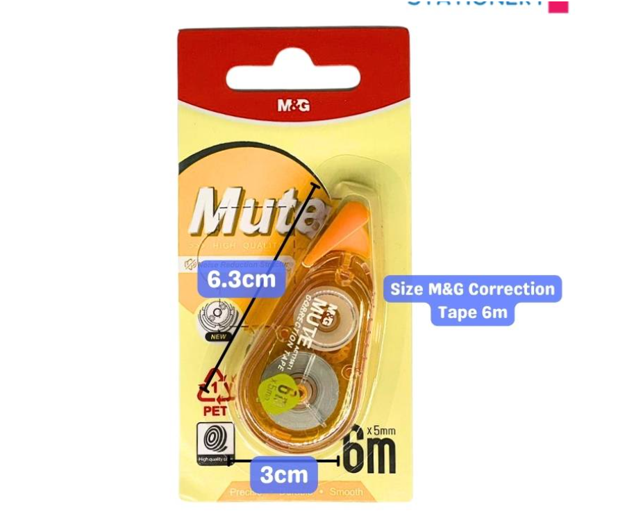 M&G Chenguang Mute Correction Tape, 6m x 5mm for Quiet, Precise Writing Error Corrections - 1pcs- No:ACT75671
