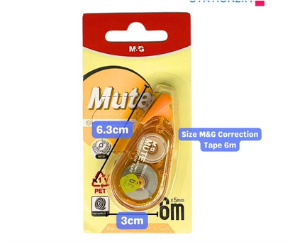 M&G Chenguang Mute Correction Tape, 6m x 5mm for Quiet, Precise Writing Error Corrections - 1pcs- No:ACT75671