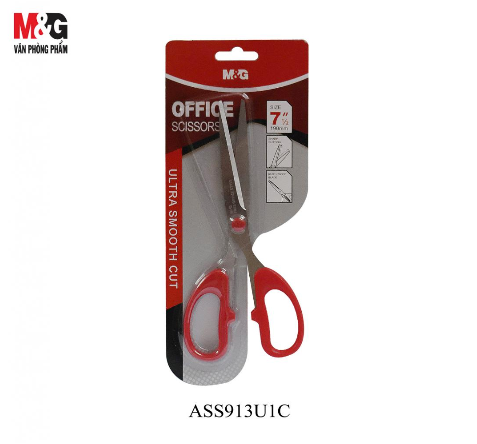 M&G Chenguang Office Scissors Ultra Smooth Cut - 7inch Stainless Steel Blades - No:ASS913U1