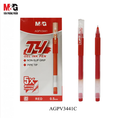 M&G Chenguang T4 Gel Ink Pen, Vibrant Writing Experience 0.5mm Fine Point- Red - 1pcs - No:AGPV3441