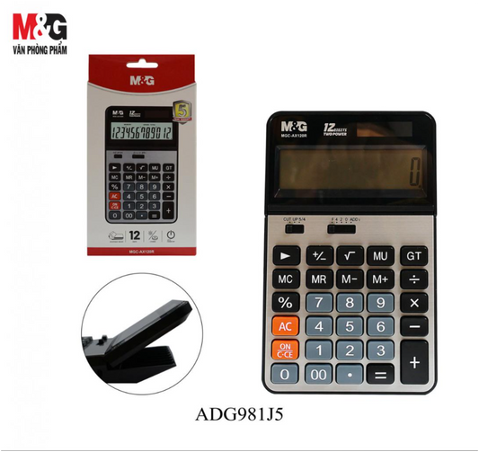 M&G Chenguang ADJUSTABLE ANGLED DESKTOP CALCULATOR - 12 Digits, Dual Power - No:ADG981J5