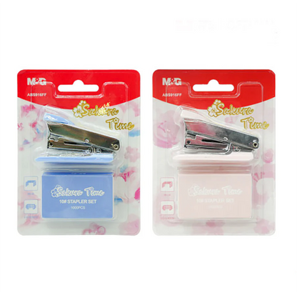 M&G Chenguang Sakura Time Mini Stapler Set, Compact Binding With No.10 Staples - No:ABS916FF