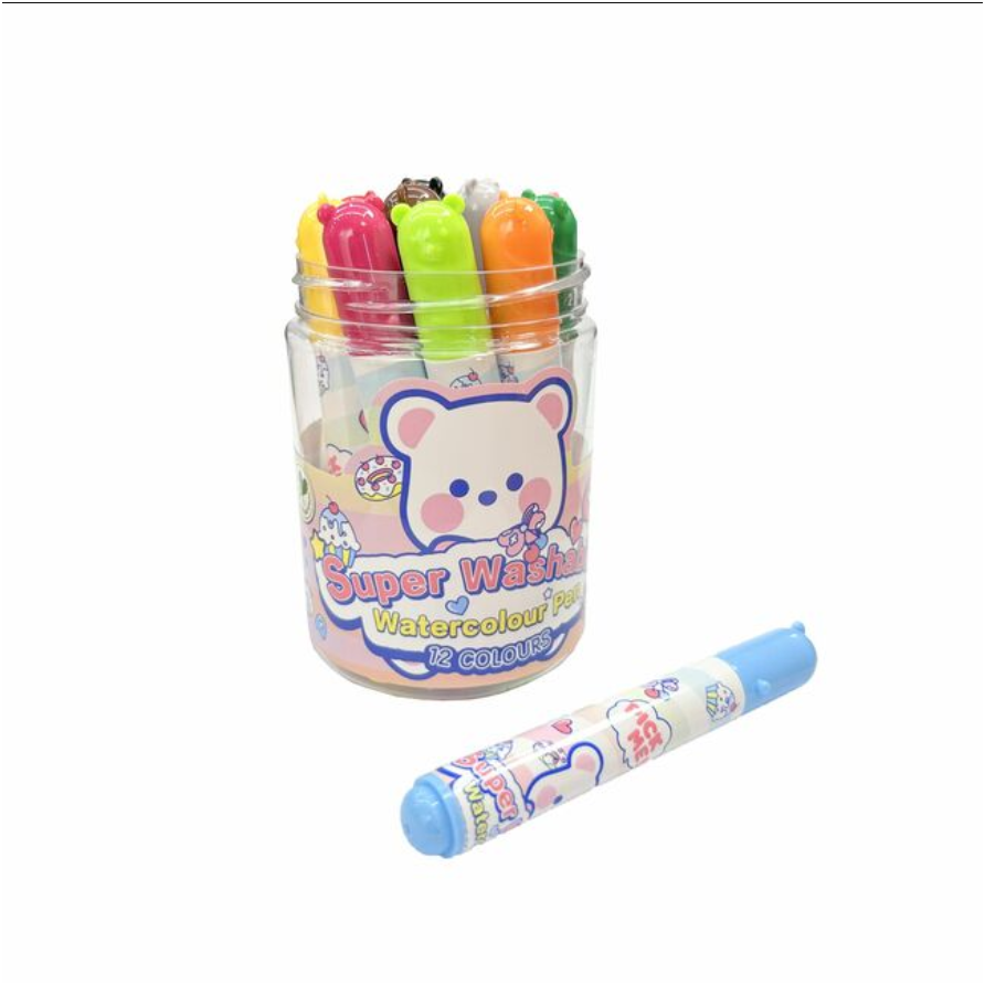 M&G Chenguang Super Washable Watercolour Marker Felt Tip Pens, 12 Vibrant Colors for Bold Drawing - No:ACP901GR