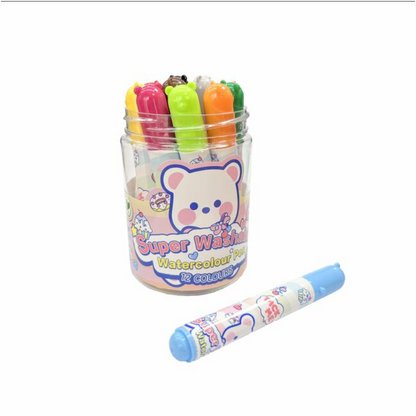 M&G Chenguang Super Washable Watercolour Marker Felt Tip Pens, 12 Vibrant Colors for Bold Drawing - No:ACP901GR