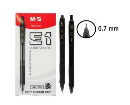 M&G Chenguang E1 Ballpoint Pen, Smooth Writing Experience, Retractable, 0.7mm - Black - 1Pcs- No:ABPK5471