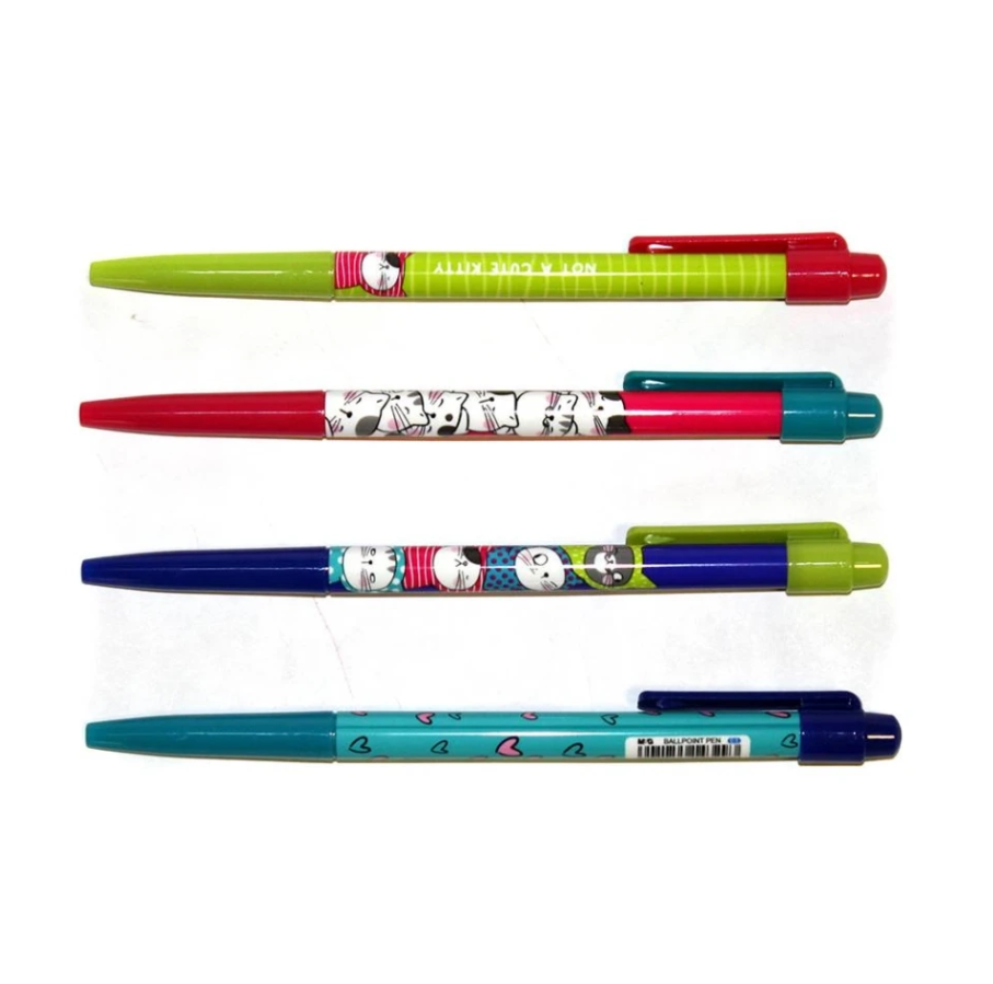 M&G Chenguang So Many Cats Ballpoint Pen, Stylish Writing, 0.5mm Fine Point - Blue - 1pcs - No:ABP888R8