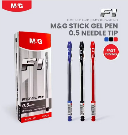 M&G Chenguang Stick Gel Pen F1 0.5mm Needle Tip Fast Dry Ink - 1pcs - Blue - No:AGP17371