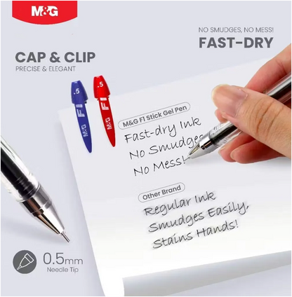 M&G Chenguang Stick Gel Pen F1 0.5mm Needle Tip Fast Dry Ink - 1pcs - Blue - No:AGP17371