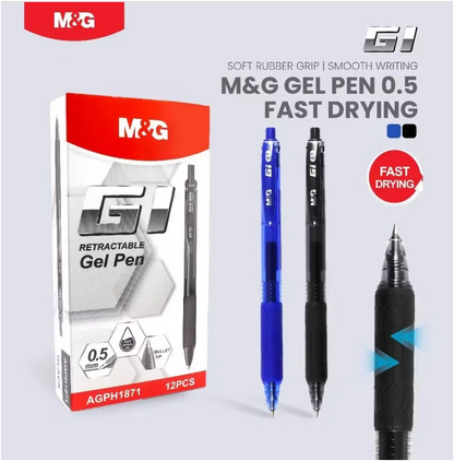 قلم جل قابل للسحب M&amp;G Chenguang G1، 0.5 مم، AGPH1871، سريع الجفاف، بمقبض فائق النعومة - قطعة واحدة - أزرق - رقم: AGPH1871