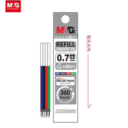 M&G Chenguang Ballpoint Pen Refills, 4 Vibrant Colors for Versatile, Reliable Writing Performance - No:ABR122S8