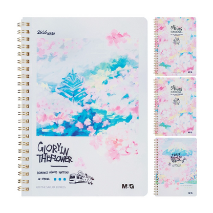 M&G Chenguang Sakura Time Spiral Notebook, Compact Note-Taking, A5 Lined, 60 Sheets - No:APNDC010
