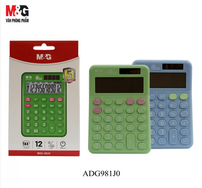 آلة حاسبة مكتبية من إم آند جي تشنغوانغ، مزودة بوظيفة الضرائب، 12 رقمًا، تعمل بمصدرين للطاقة MGC-20UC - رقم الموديل: ADG981J0