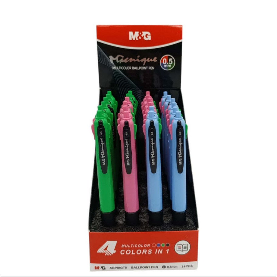 M&G Chenguang Ballpoint Pen, Versatile Writing, 4-Color Ink, 0.5mm Medium Point - 1pcs - No:ABP803T0