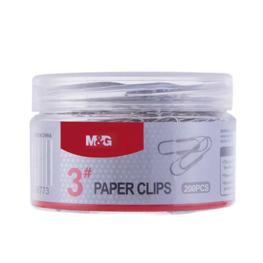 M&G Chenguang Paper Clip, Nickel, Secure and Durable Document Binding, 200 Pins - No:ABS916DR