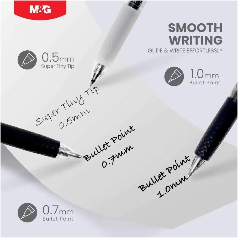 M&G Chenguang Titan Retractable Gel Pen Fast Drying Smooth and Professional Writing Performance Black 0.5mm - 1pcs - No:AGPJ9071
