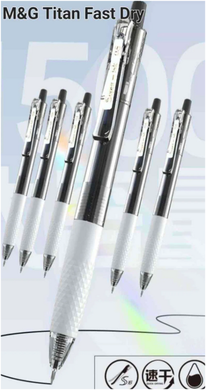 M&G Chenguang Titan Retractable Gel Pen Fast Drying Smooth and Professional Writing Performance Black 0.5mm - 1pcs - No:AGPJ9071