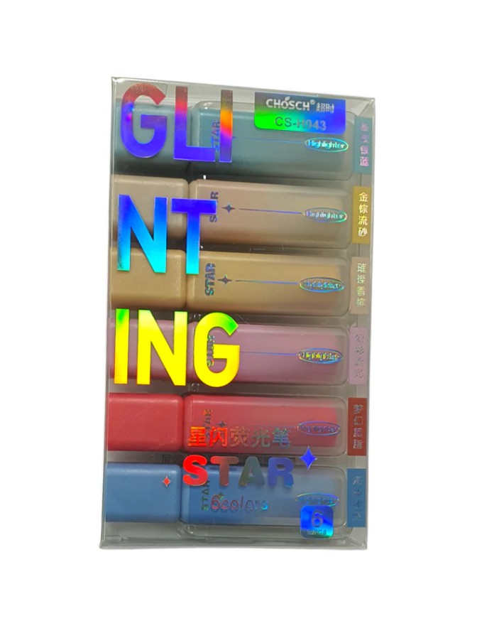 مجموعة أقلام تظليل صلبة من تشوش، لطيفة، 6 قطع، أقلام تظليل جل - رقم: H943