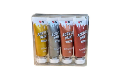 مجموعة ألوان أكريليك معدنية من إم آند جي تشنغوانغ - 4 ألوان لامعة (22 مل) للأعمال الفنية والحرفية - رقم المنتج: APL976S3