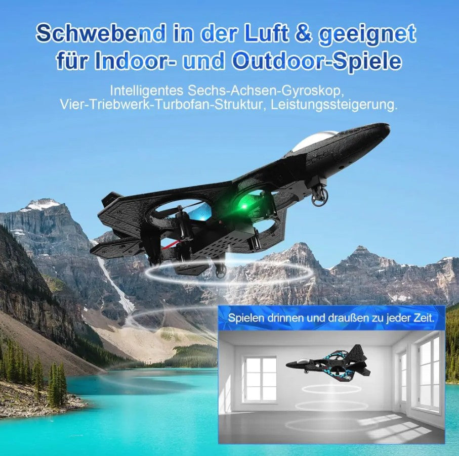 طائرة بدون طيار تعمل بالتحكم عن بعد مزودة بأضواء LED، طولها 25 سم، مزودة بجهاز تحكم عن بعد، وبطارية قابلة للشحن، ومراوح احتياطية، مناسبة للأعمار من 14 سنة فما فوق - رقم المنتج: L0712