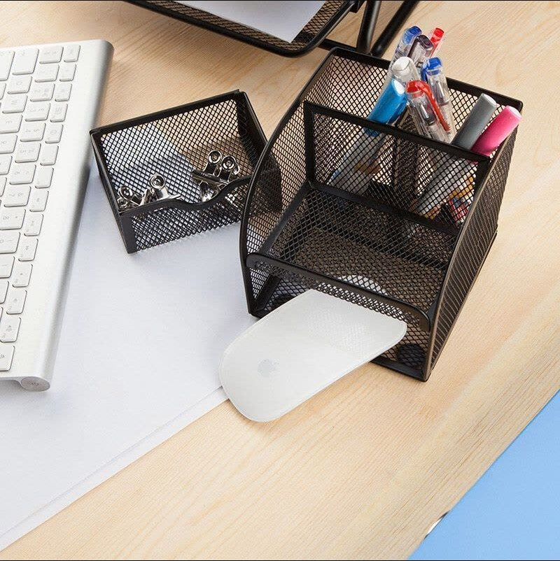 حامل أقلام متعدد الوظائف من إم آند جي تشنغوانغ، شبكة معدنية، أسود - رقم المنتج: ABT984H5