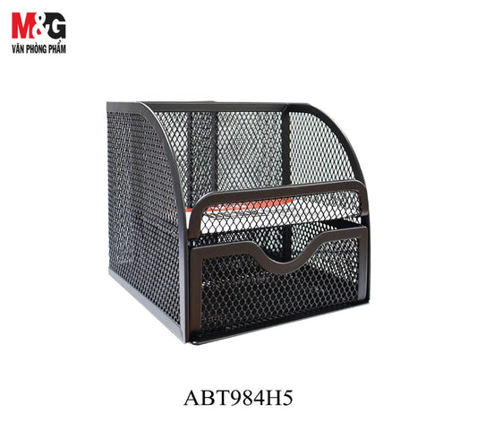 M&G Chenguang Multifunctional Pen Holder Organizer Stand , Metal Mesh, Black - No:ABT984H5