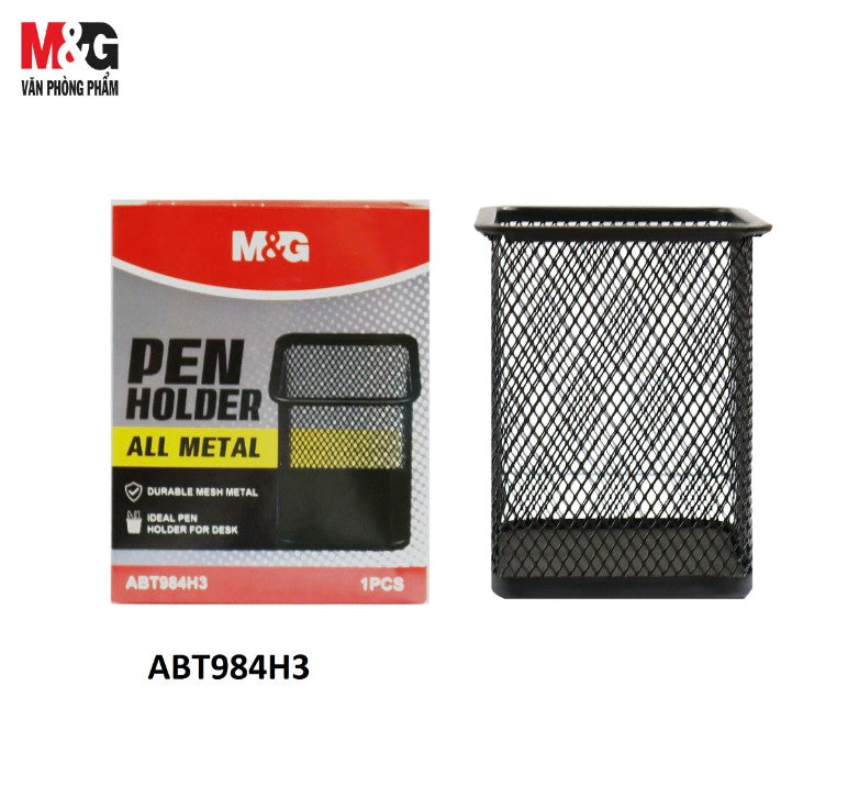 حامل أقلام متعدد الوظائف من إم آند جي تشنغوانغ، مصنوع من شبكة معدنية سوداء - رقم المنتج: ABT984H3