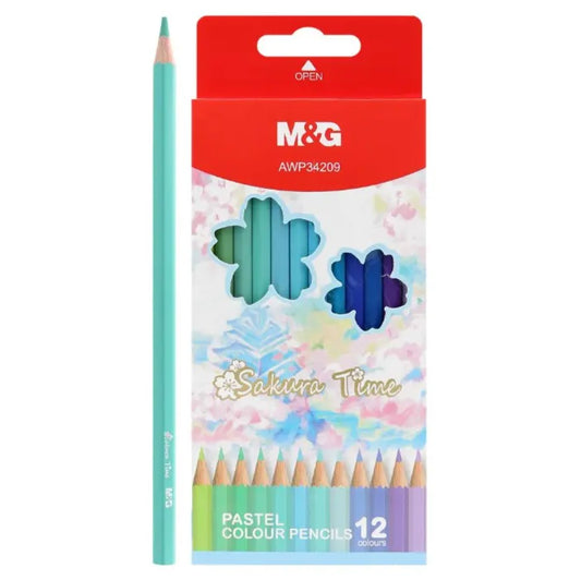 M&G Chenguang Sakura Time Blue Pastel Colour Pencils 12 Colors - No:AWP34209