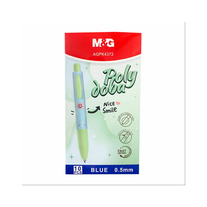 M&G Chenguang Poly Doba Retractable Ballpoint Pen 0.5mm – Blue Ink | Soft Grip | Fast-Drying | Cute Smile Design - 1Pcs - No: AGPK4372