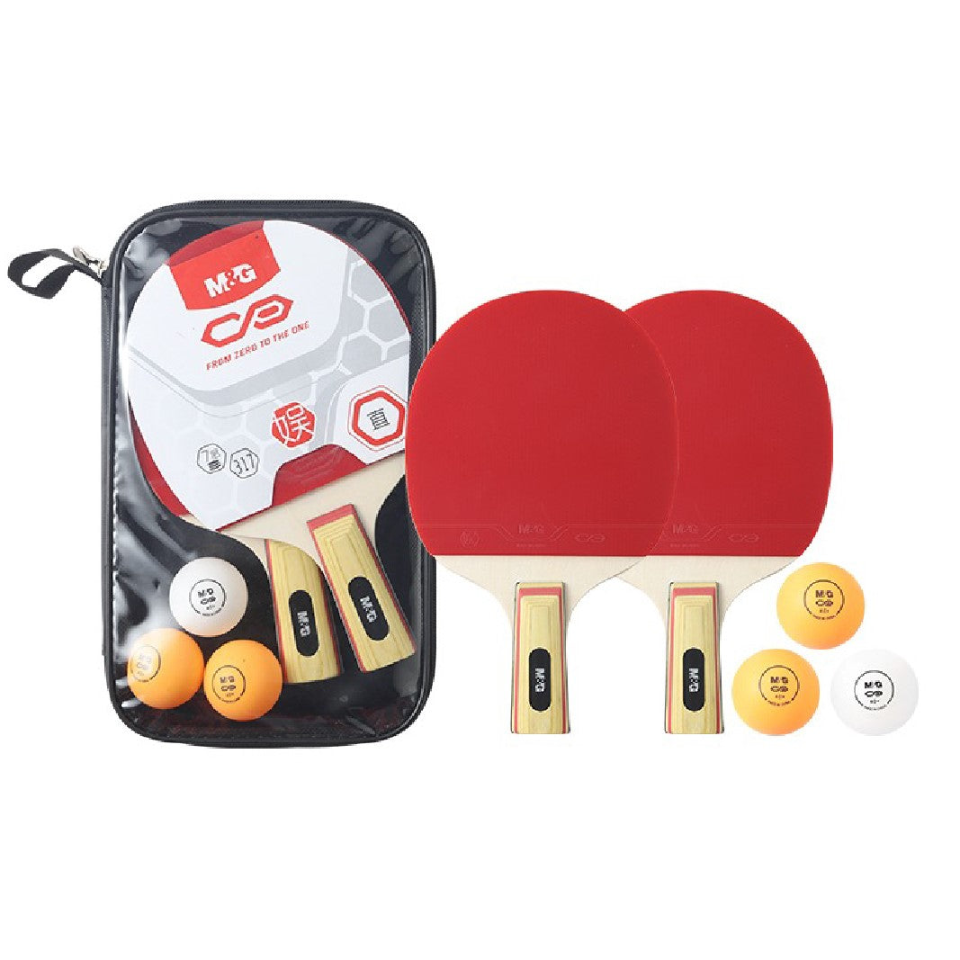 M&G Chenguang Table Tennis Racket Set with Carry Case – 2 Paddles, 3 Balls, Portable Ping Pong Set for Indoor & Outdoor Play - No:AST09317