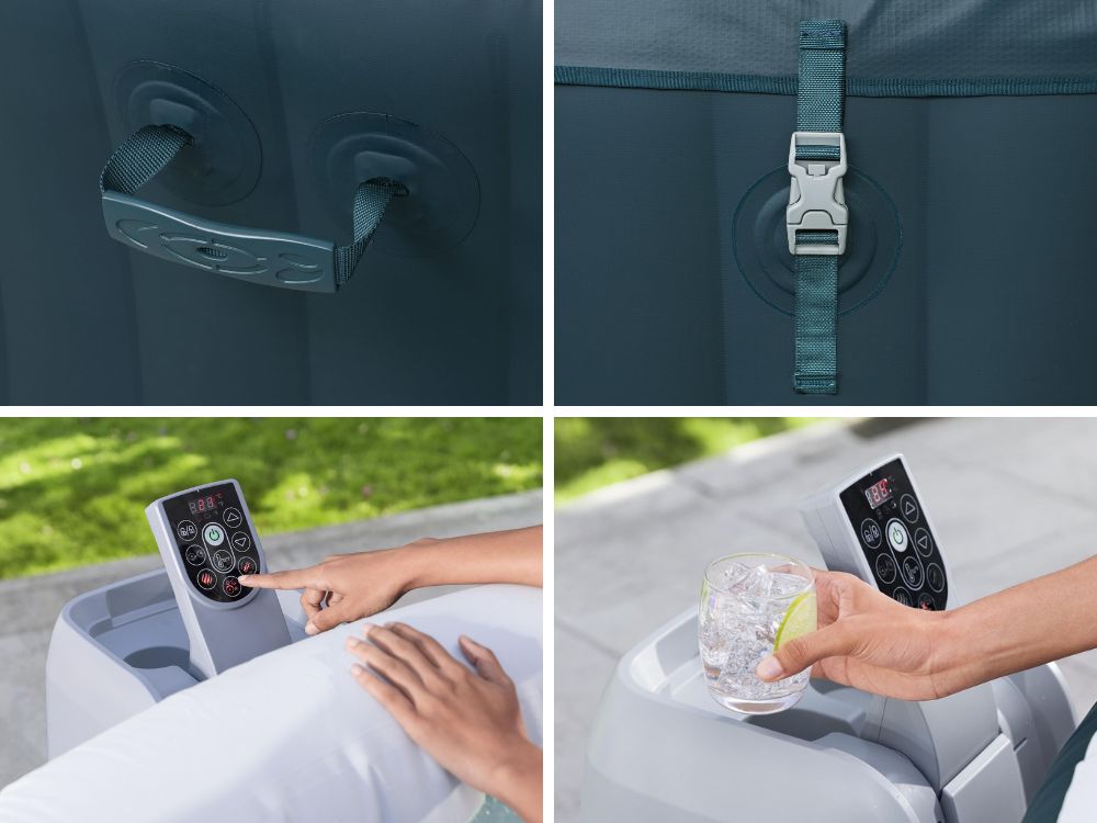 Bestway  4-6 People Tub 1.96m X 66cm Round Dark Green Miami Energy Saving Wave - No:6001D