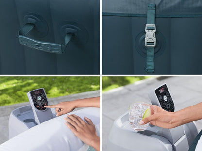 Bestway  4-6 People Tub 1.96m X 66cm Round Dark Green Miami Energy Saving Wave - No:6001D