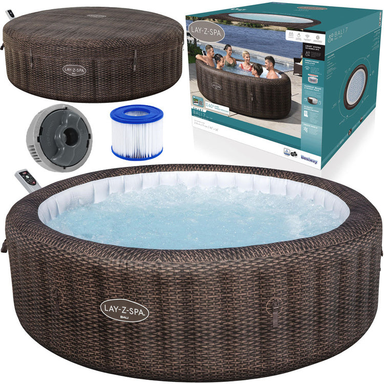 Bestway Lay-Z-SPA Bali Max Hold Energy Sense Ultra Fit Smart AirJet Rattan Round 2.16mx71cm WITH Built-in Intelligence - No:6001P