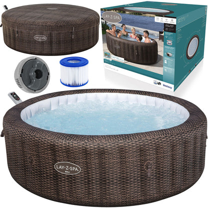 Bestway Lay-Z-SPA Bali Max Hold Energy Sense Ultra Fit Smart AirJet Rattan Round 2.16mx71cm WITH Built-in Intelligence - No:6001P
