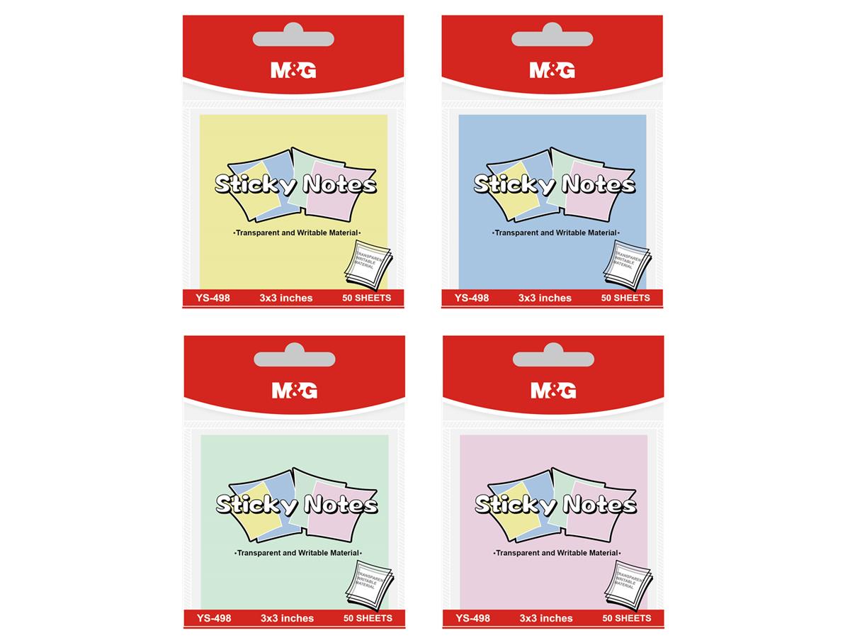 M&G Chenguang Transparent Sticky Notes 3×3 Inch, 50 Sheets – Writable Adhesive Memo Notes - 1pcs – No: YS-498