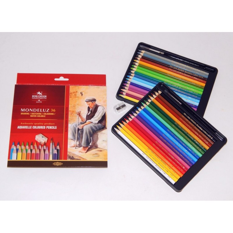 Koh-I-Noor Mondeluz watercolor pencils + brush 36 pcs - No:3712