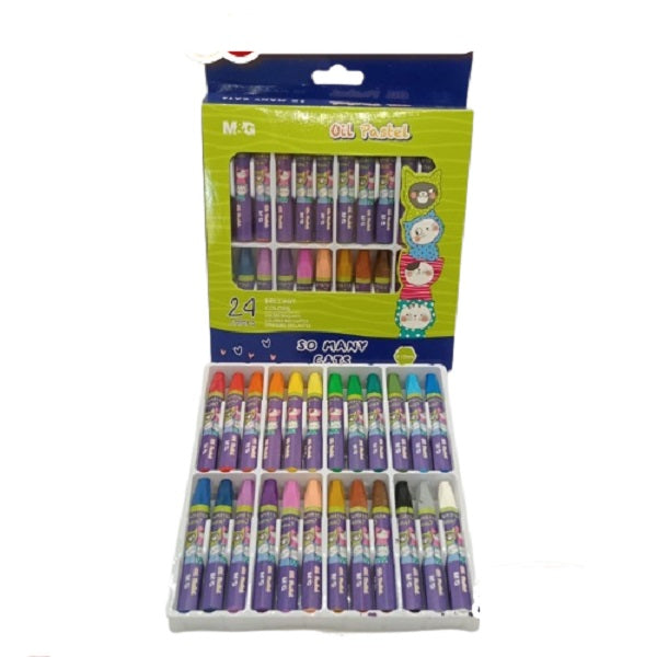 M&G So Many Cats Silk Smooth Oil Pastel Hexagon Crayon 24 Colors - No:AGM900B0