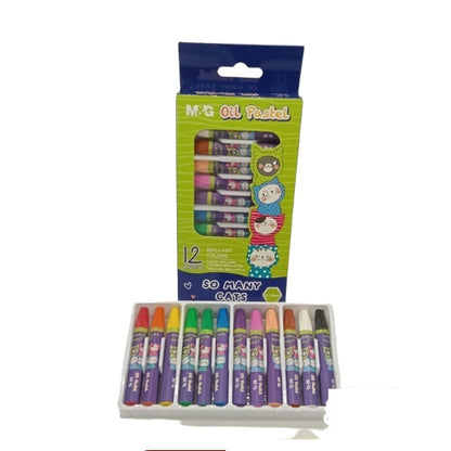M&G So Many Cats Silk Smooth Oil Pastel Hexagon Crayon 12 colors - No:AGM900B8