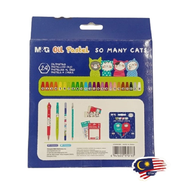 M&G So Many Cats Silk Smooth Oil Pastel Hexagon Crayon 24 Colors - No:AGM900B0