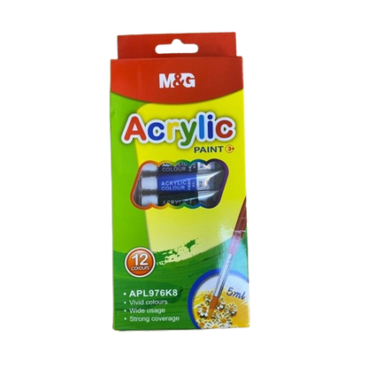 طلاء أكريليك من إم آند جي، 5 مل، 12 لونًا، رقم المنتج: APL976K8