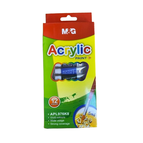 M&G Acrylic Paint 5ml 12 Colours No: APL976K8