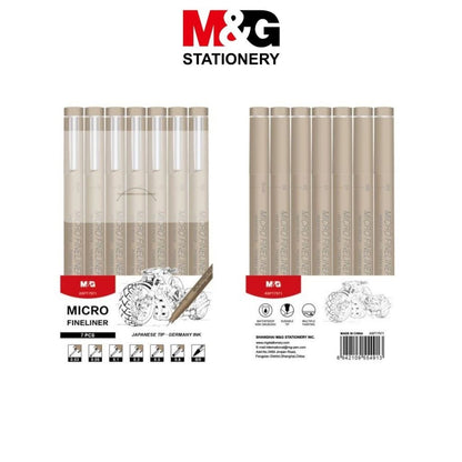 M&G Chenguang Micro Fineliner Drawing Pen , Micron Drawing Pen Tip - Set Of 7 - No:ASPT7971