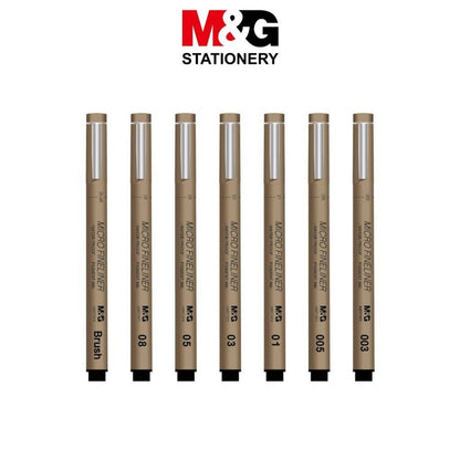 M&G Chenguang Micro Fineliner Drawing Pen , Micron Drawing Pen Tip - Set Of 7 - No:ASPT7971