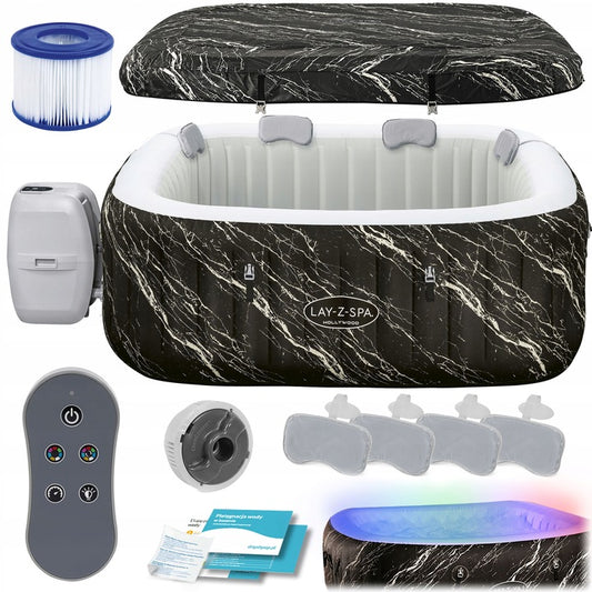 BESTWAY Lay-Z-Spa Hollywood Energy-Efficient Luxe AirJet Inflatable Hot Tub With LED Lights 4-6 Person 1.80 m X 66 cm - No:6001F