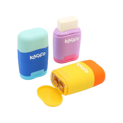 M&G Chenguang KACACO 2-in-1 Pencil Sharpener & Eraser – Dual-Hole Sharpener with Built-in Eraser, Portable School Stationery - 1pcs - No: APS912J2
